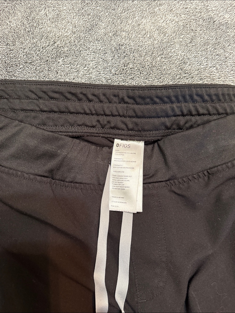 Figs Black Medical Scrub Pants with White Drawstrings